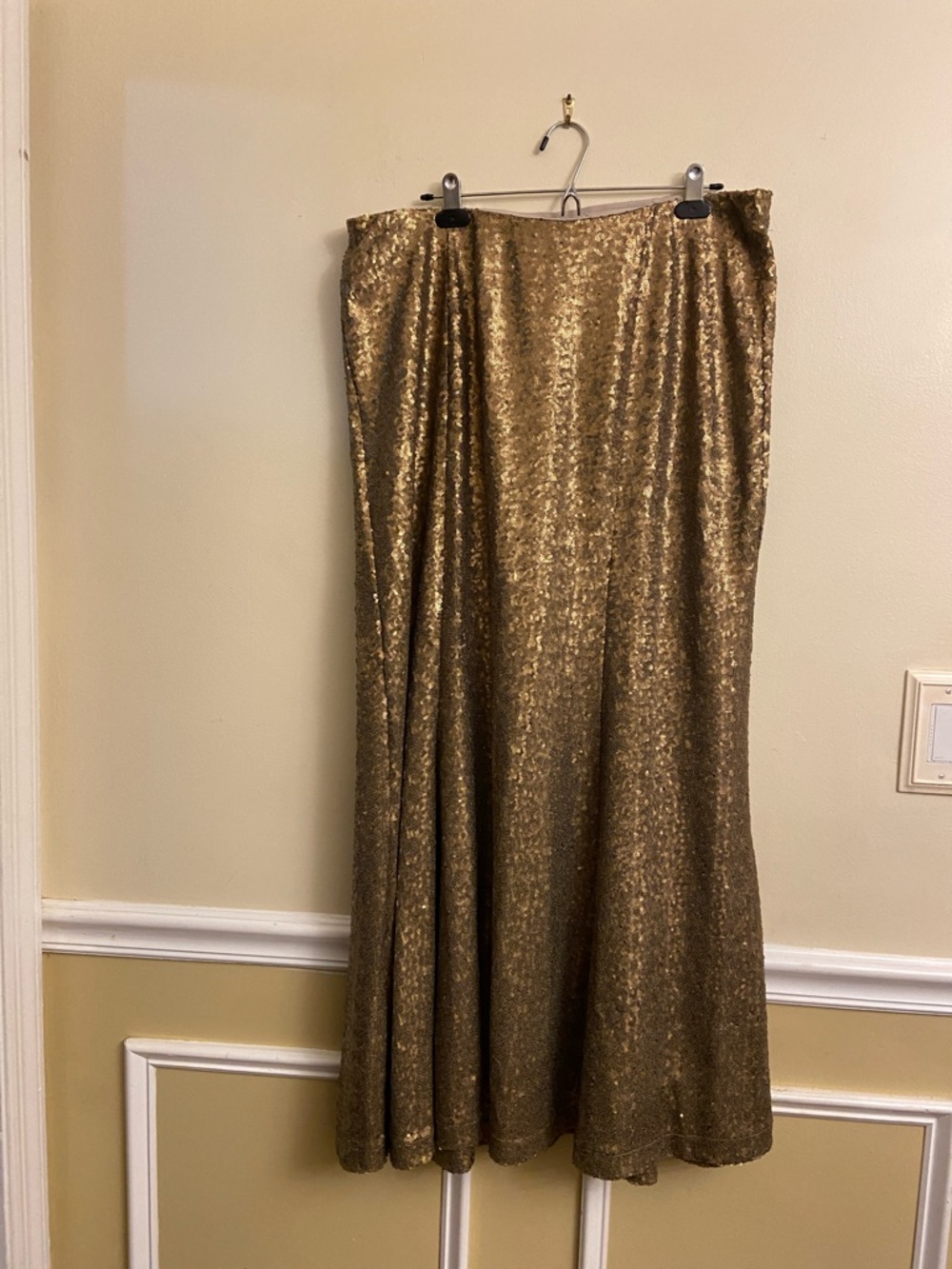 Lane Bryant maxi skirt, gold sequin with elastic waist